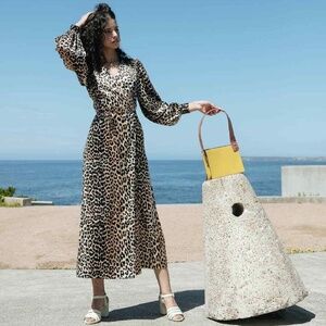 GANNI SILK STRETCH SATIN WRAP DRESS